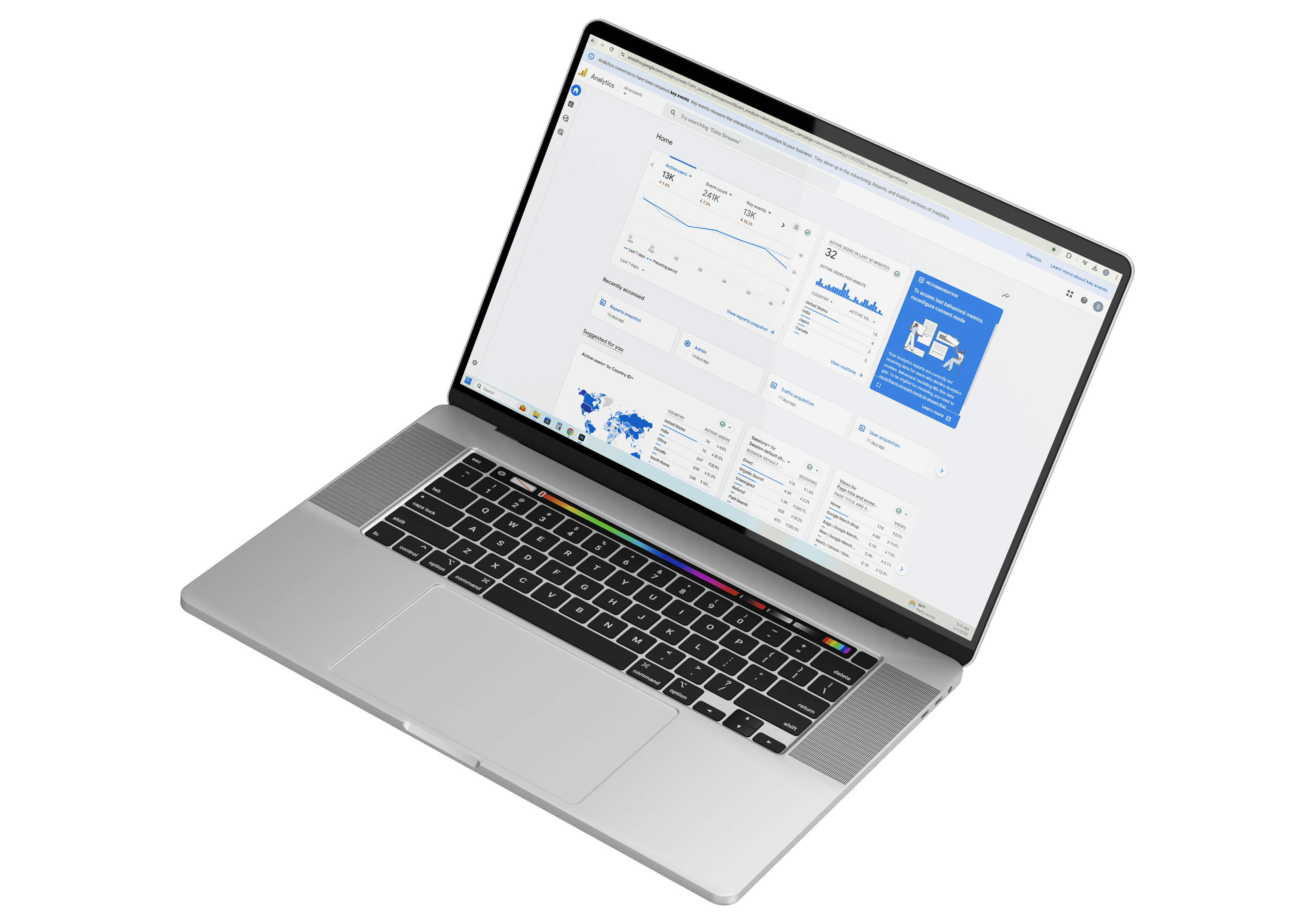 Google analytics report mock up on laptop