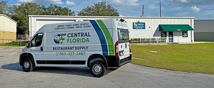 Central Florida Restaurant Supply van and building.